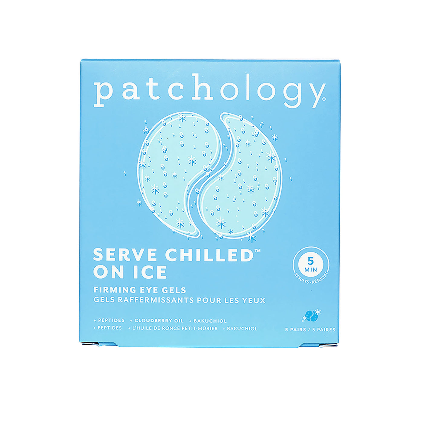 Patchology Serve Chilled On Ice firming eye gels box for cooling skincare treatment