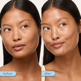 Before-and-after portraits showing brighter, smoother under-eyes after using Eye Pillow 360° Brightening Eye Cream.