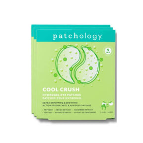 Pack of patchology Cool Crush hydrogel eye patches on a white background