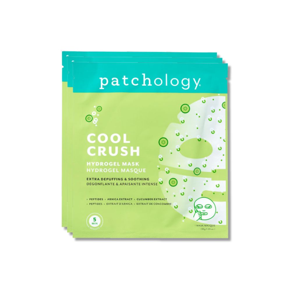 Patchology Cool Crush hydrogel size mask packaging on a white background
