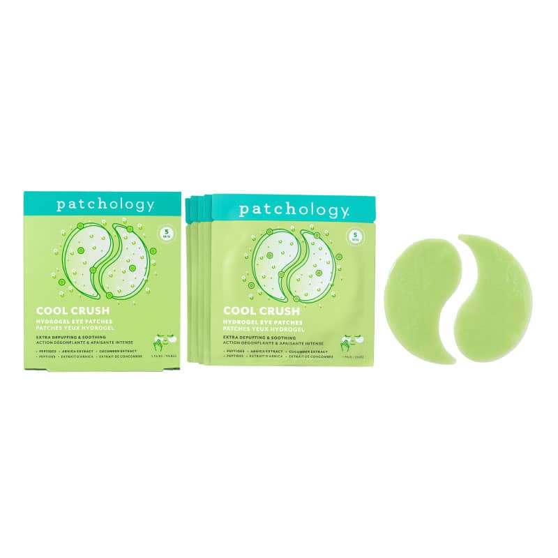 Patchology Cool Crush eye patches multi-pack with green hydrogel patches, de-puffing under-eye skincare set
