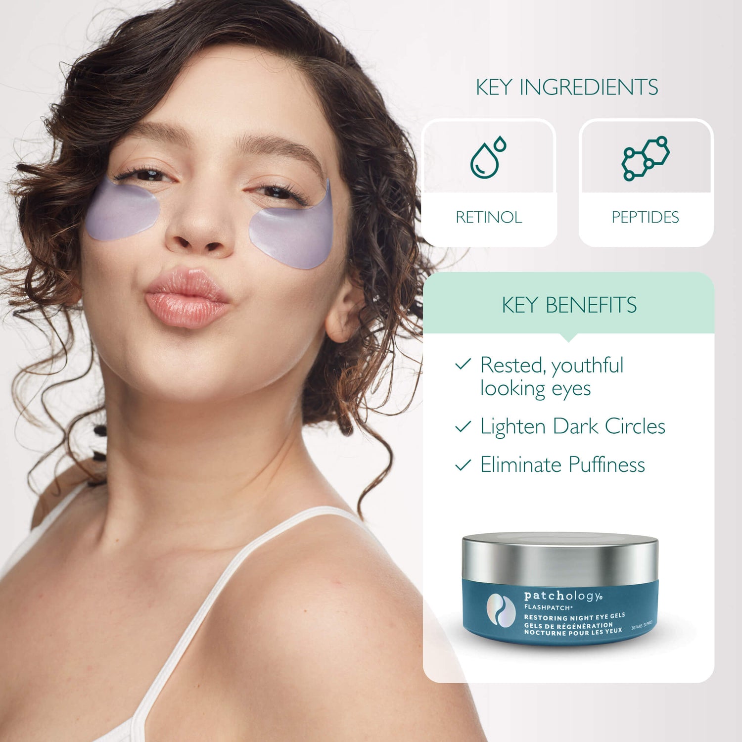 key ingredients: retinol and peptides. key benefits: rested looking eyes. lighten dark circles. eliminate puffiness